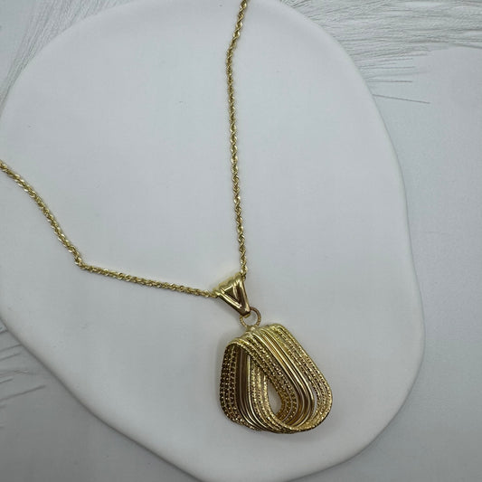 Collana fune con nodo filamenti oro