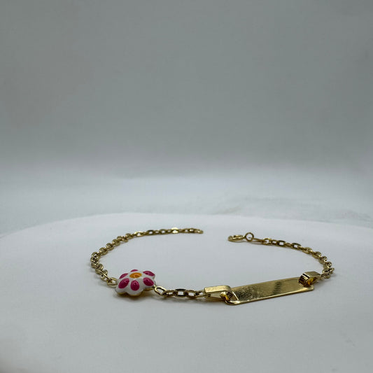 Bracciale piastra fiore bimbi oro