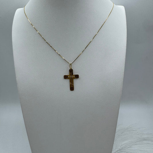 Collana veneziana con croce lastra oro