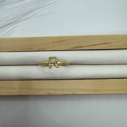 Anello Lettera oro e zirconi