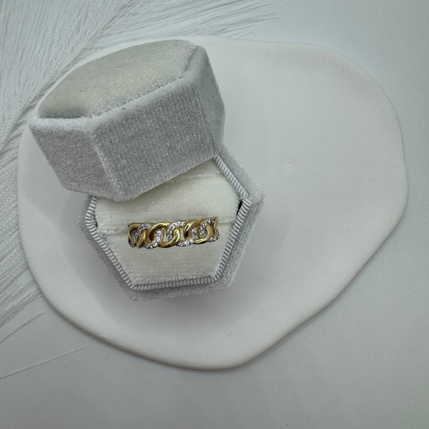 Anello groumette oro e zirconi