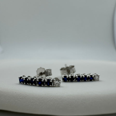 Orecchini tennis Zaffiri e Diamanti oro
