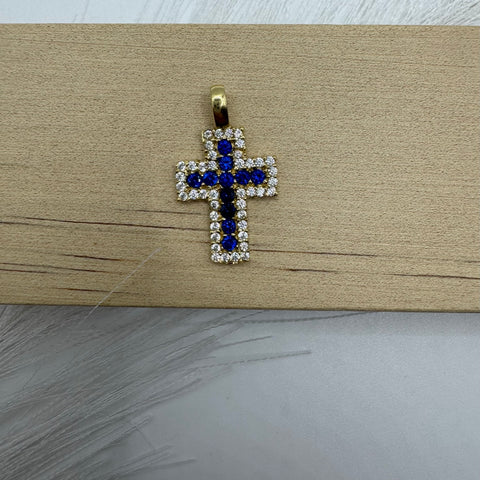 Pendente croce con zirconi oro