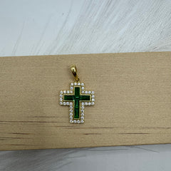 Pendente croce con zirconi oro