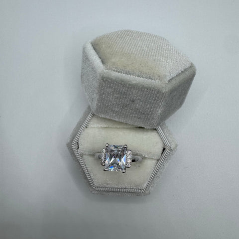 Anello solitario baguette argento 925