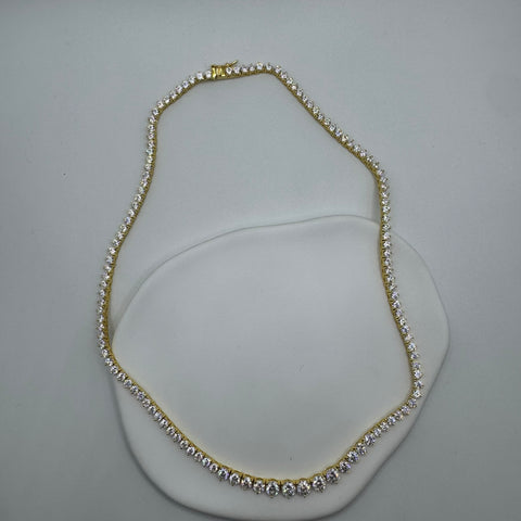 Collana Tennis cuori argento gold 925
