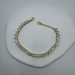 Bracciale Tennis cuori argento gold 925