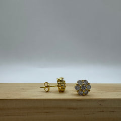 Orecchini fiore argento gold 925