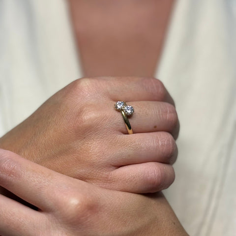 Anello doppio solitario oro