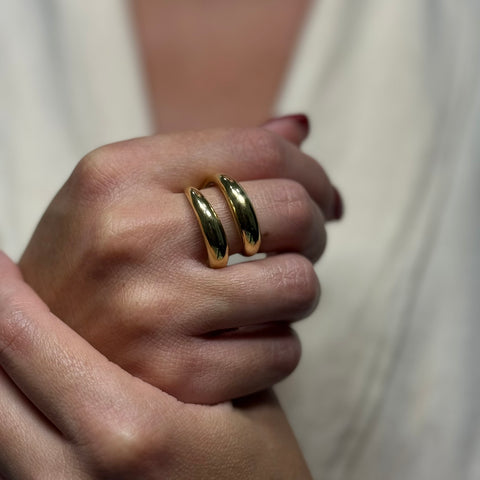Anello fascia bombè duo oro