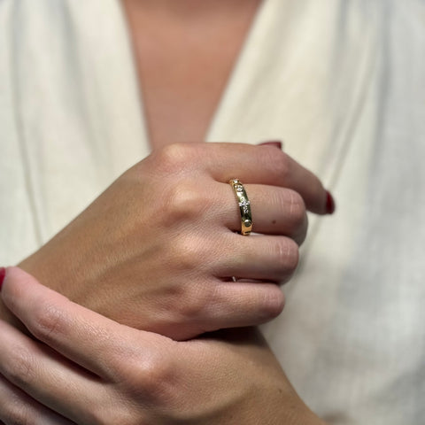 Anello rosario liscio oro e zirconi