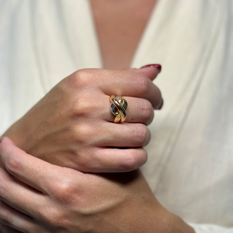 Anello fascia intreccio multicolor oro