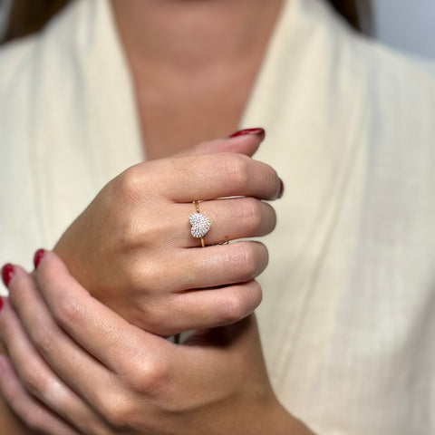 Anello cuore oro e zirconi