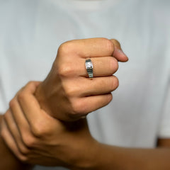 Anello Solitario uomo zirconi e oro