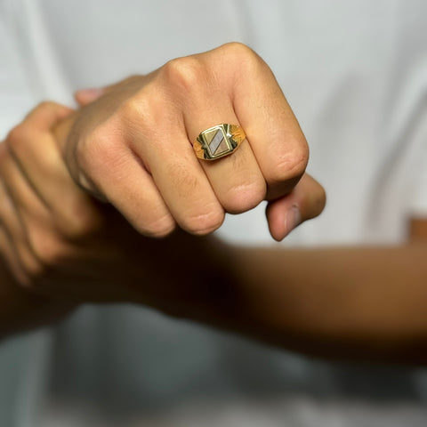 Anello scudo multicolor Uomo oro