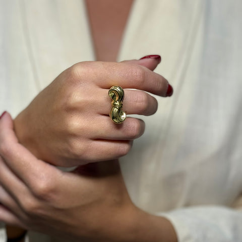 Anello fiocco bombè oro