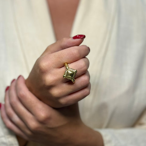 Anello scudo bombè oro