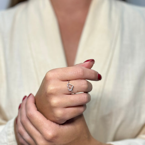 Anello cuore zirconi oro