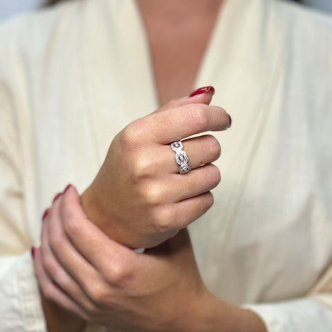 Anello groumette con zirconi oro