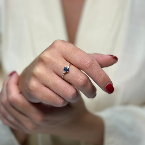 Anello Zaffiro e Diamanti E-F/VVS oro