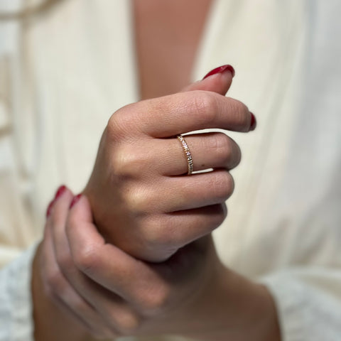 Anello veretta oro rosa e diamanti