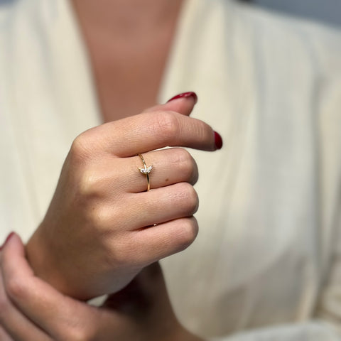 Anello con luna zirconi e oro