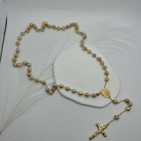 Collana rosario sfere martellate multicolor oro