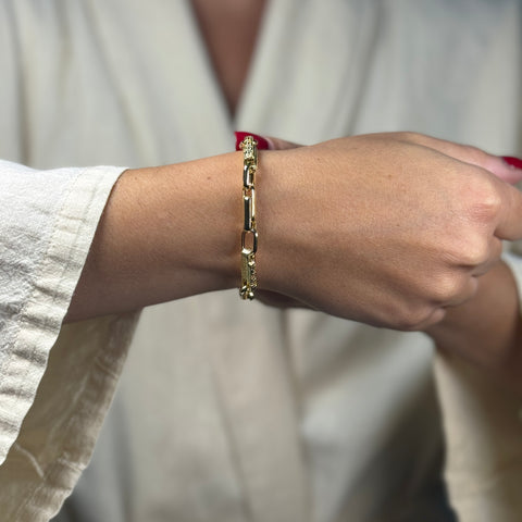 Bracciale traverso con greca oro