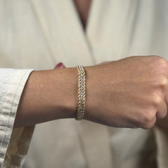 Bracciale multifune con tennis oro e zirconi