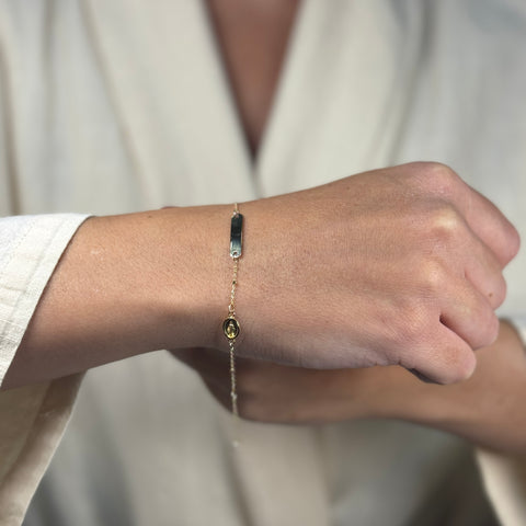 Bracciale piastra rosario bimbi oro