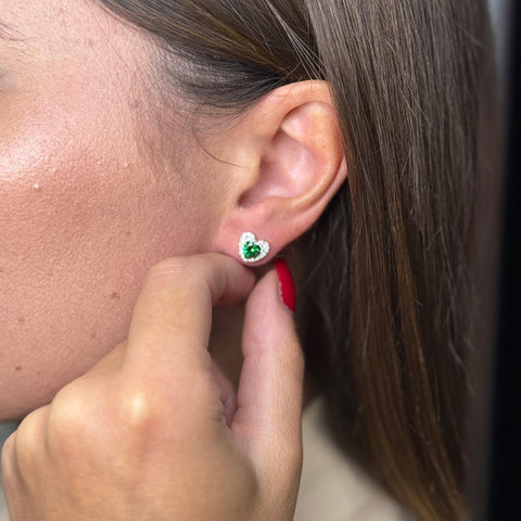 Orecchini cuore  oro e zirconi