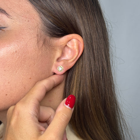 Orecchini fiore oro e zirconi