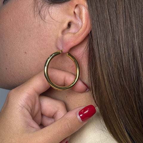 Orecchini cerchio bombe oro