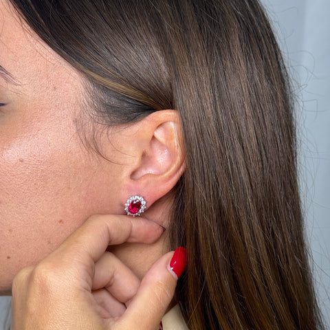 Orecchini Kate rosso zirconi e oro