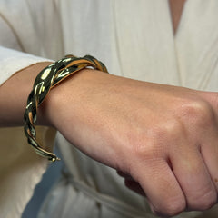 Bracciale rigido torchon bombè oro