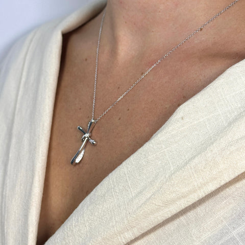 Collana forzatina con croce oro e diamanti