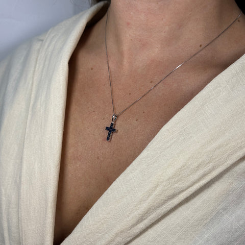 Collana veneziana croce zirconata oro