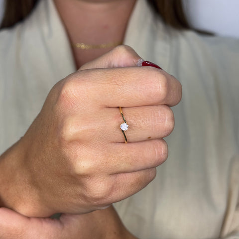 Anello solitario zirconi e oro