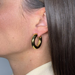 Orecchini cerchio tubolare bombè oro