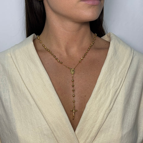 Collana rosario sfere martellate oro