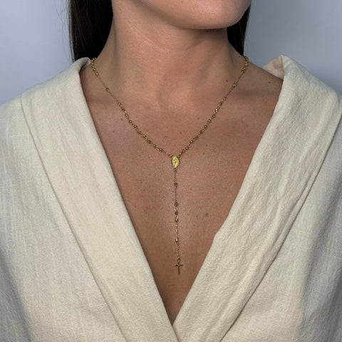 Collana rosario con sfere lavorate oro