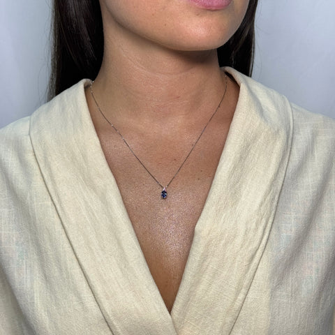 Collana veneziana con goccia diamanti e zaffiro oro