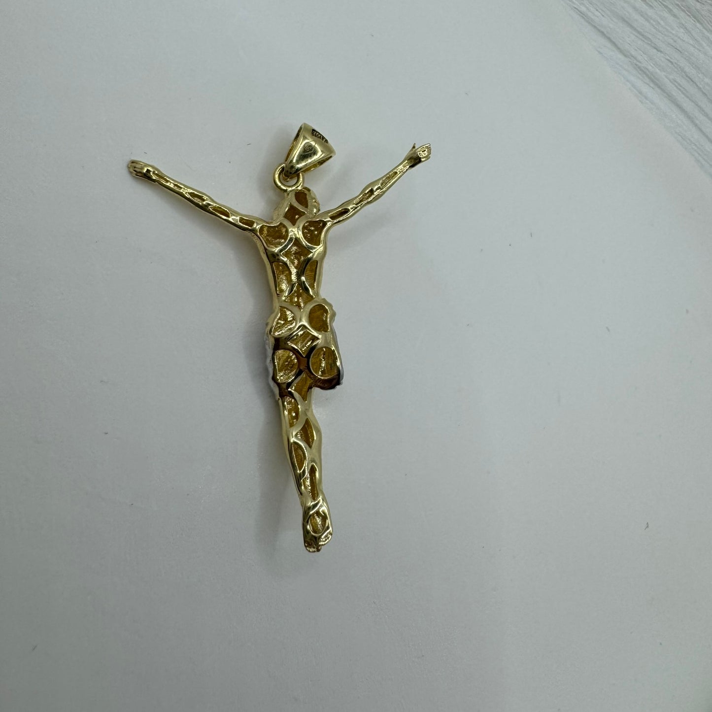 Collana fune con Cristo bicolor oro