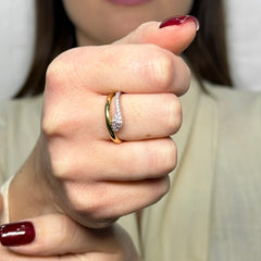 Anello serpente con zirconi oro