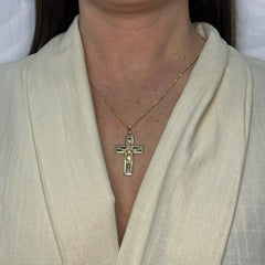 Collana fune con croce 3D oro