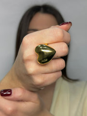 Anello cuore bombè oro