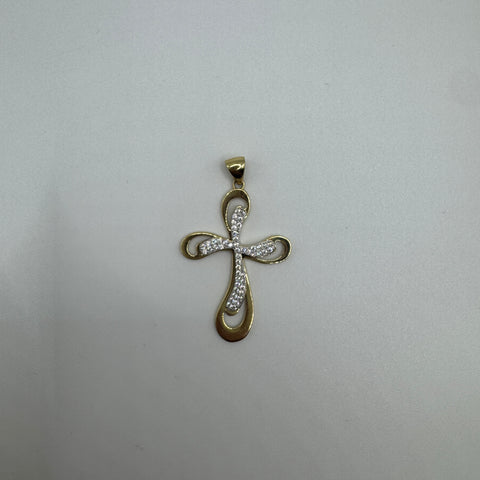 Pendente croce con zirconi oro