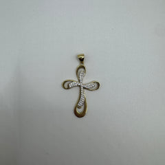 Pendente croce con zirconi oro