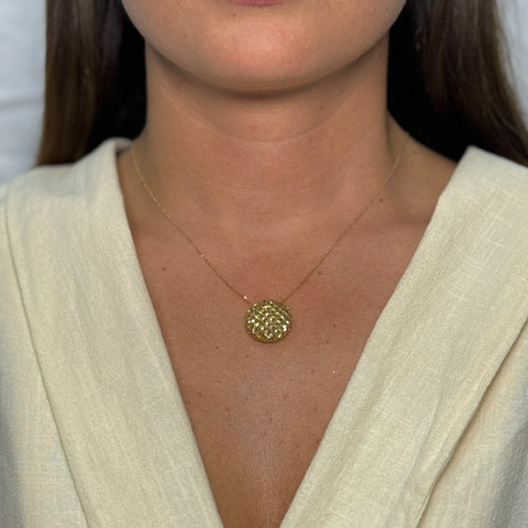 Collana con cerchio bombè reticolare oro