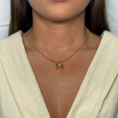 Collana rolò con corona bombè oro